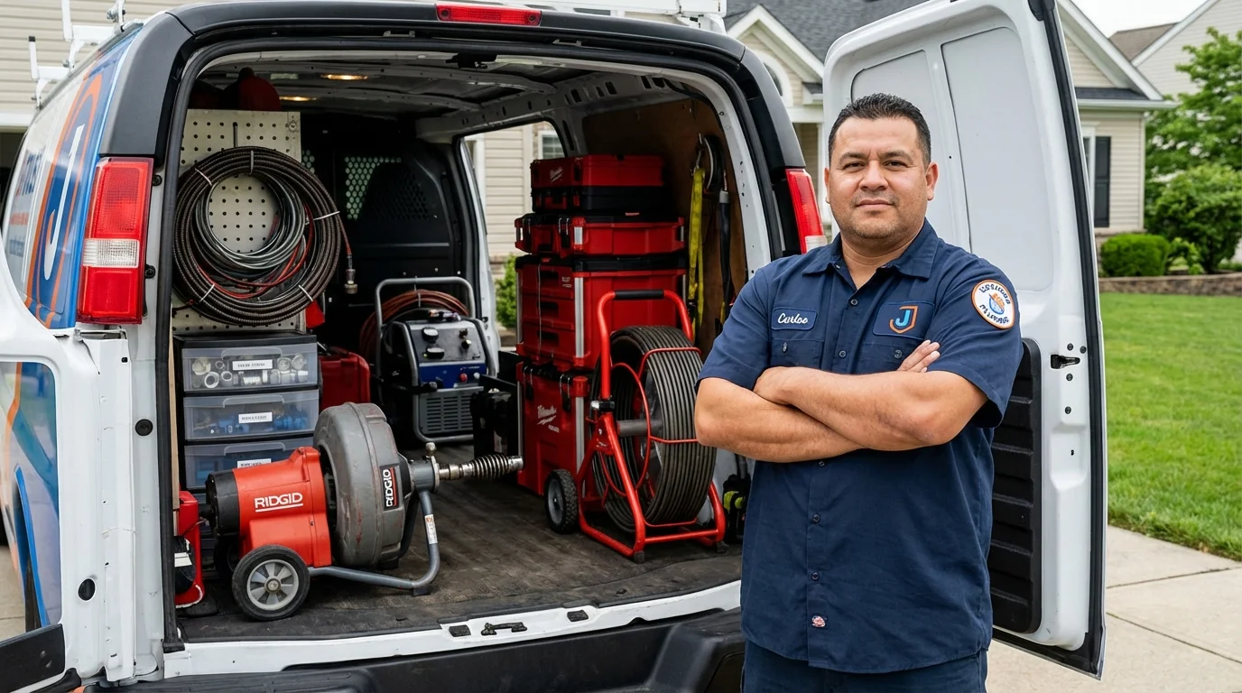 Professional drain cleaning equipment and Johns Plumbing LLC plumber in Cortland