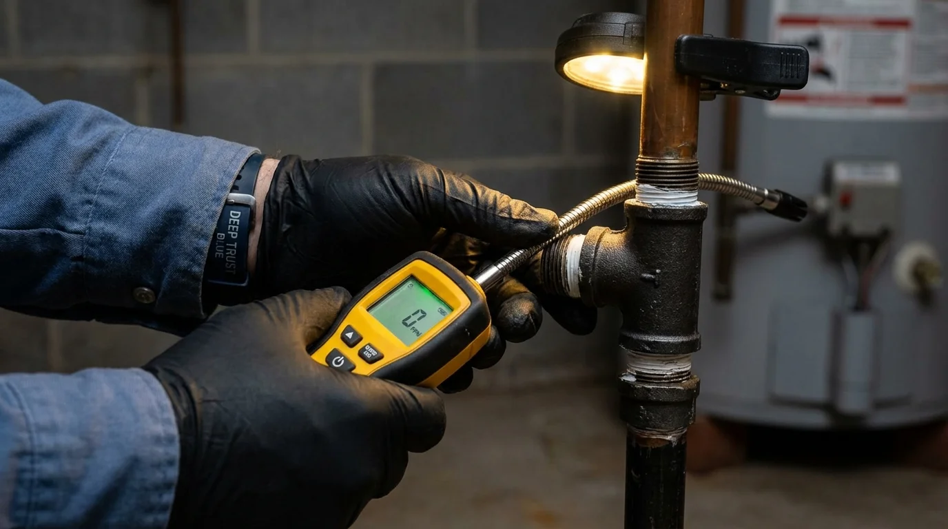 Gas leak detection with electronic sniffer by Johns Plumbing LLC in Cortland